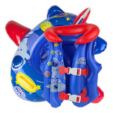 Kit Praia Brinquedo Boia C Fralda Colete Inflável Azul