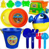Kit Praia Brinquedo Infantil 14pcs Balde Baldinho Acessórios