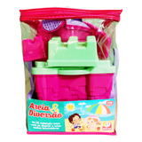 Kit Praia Infantil Para Menina Com 8 Pçs Balde Brincar Areia