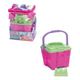 Kit Praia Usual Brinquedos Baldinho Regador Pá Rastelo E Forminhas De Castelo