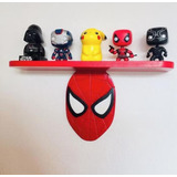Kit Prateleira Estante Nicho Em Madeira De Heróis Da Marvel 