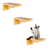 Kit Prateleira Para Gatos Em Mdf 15mm Degrau Com Carpete Cor Marrom claro