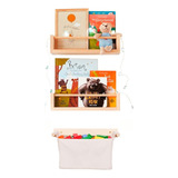 Kit Prateleiras Flutuantes Porta Livros 40cm Org Pocket