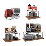 Kit Prateleiras Organizador Armário De Cozinha Porta Prato Preto