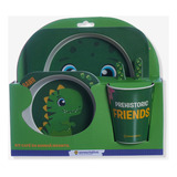 Kit Pratinhos Talheres E Copo Refeição Infantil Dinossauro