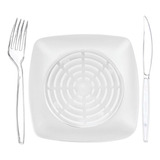 Kit Prato Acrilico Descartavel Garfo Faca Festa Reforçado 50