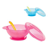 Kit Prato Bowl Com Tampa Colher Buba Refeição Menino Menina