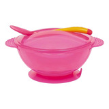 Kit Prato Bowl Com Tampa E Colher Rosa 400ml 5230 Buba