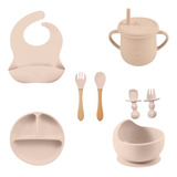 Kit Prato Infantil De Silicone C Copo Talher Babador Tigela
