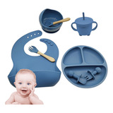 Kit Prato Infantil De Silicone C Copo Talher Babador Tigela