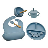 Kit Prato Infantil De Silicone C Copo Talher Babador Tigela