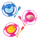 Kit Prato Mágico Infantil Giro Bowl Bebê Giratório E Colher