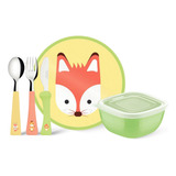Kit Prato Pote Colher Talher Infantil Baby Friends 5 Peças