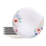 Kit Prato Raso Floratta Em Porcelana Decorada 28 Cm 6 Peças Branco Tramontina 96950186