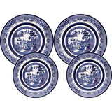 Kit Prato Rasos E Fundos Oxford Blue Willow 20 Pçs Porcelana