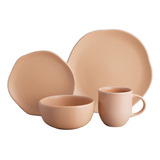 Kit Pratos De Ceramica 4 Pessoas Aparelho De Jantar Nude