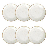 Kit Pratos P Sobremesa 06 Und Rustico Marrom Porcelana
