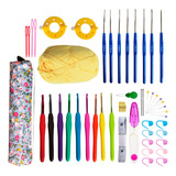 Kit premium Crochê Amigurumi 16 Agulha Com Estojo Acessórios Lanmax