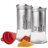 Kit Premium Saleiro E Pimenteiro Com Funil De Silicone Saleiro Vidro Saleiro Inox Porta Sal Saleiro De Mesa Saleira Bertaglia 