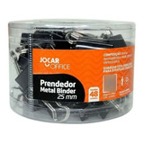 Kit Prendedor Metal Preto Para Papel 25mm Com 48 Unidades