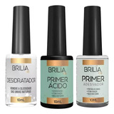 Kit Preparadores Alongamento E Gel Brilia Nails 3 Produtos