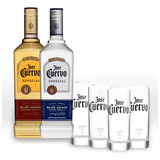 Kit Presente 2 Tequilas Jose Cuervo Ouro Prata Com 4 Copos