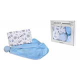 Kit Presente Bebe Naninha E Manta Soft 2 Peças Azul Enxoval