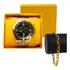 Kit Presente Masculino Relogio + Pulseira Aço Prova D'agua Cor Da Correia Dourado/preto