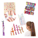 Kit Presilha Mecha E Cabelo Acessório Adesivo Unha Infantil