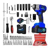 Kit Profissional Conjunto Chave Catraca 46 Peças E Parafusadeira Furadeira De Impacto 48V 2 Baterias Alta Potência E Precisão Ferramentas Versáteis E Portáteis