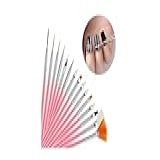 Kit Profissional De Pincéis Para Unhas 15 Peças Rosa Para Decoração Com Gel UV E Acrigel