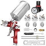 Kit Profissional De Pistola De Pulverização Hvlp- Pistola De Pulverização De Ar De Alimentação Por Gravidade Hvlp Com Bocais De 1-4 Mm 1-7 Mm 2-0 Mm- Pistola De Tinta Spray Com Copo E Medidor De