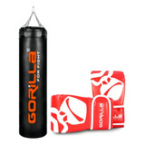 Kit Profissional Saco De Pancadas Box Luva Bate saco Gorilla Cor Vermelho