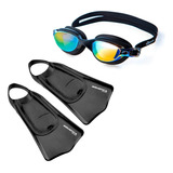 Kit Profissional Treino Nadadeira E Óculos Proteção Uv