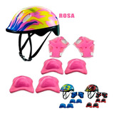 Kit Proteção Capacete Cotoveleira Joelheira Infantil Esporte