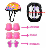 Kit Proteção Capacete Infantil Feminino Esporte