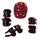 Kit Proteção Capacete Joelheira Cotoveleira Homem Aranha