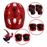 Kit Proteção Capacete Joelheira Cotoveleira Homem Aranha