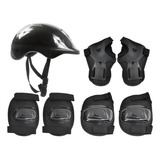 Kit Proteção Infantil Capacete Cotoveleira Joelheira Preto