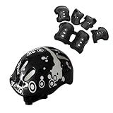 Kit Proteção Infantil Capacete Joelheira Cotoveleira Para Meninas Rosa Preta 