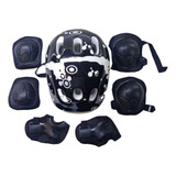 Kit Proteção Infantil Capacete Joelheira Cotoveleira Preto