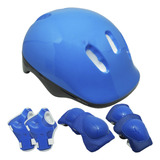 Kit Proteção Infantil Capacete Patins Skate Bicicleta Acessórios Menino Azul Importway Bw 106az