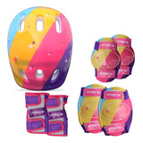 Kit Proteção Infantil Patins Skate Bicicleta Rollers - Rosa