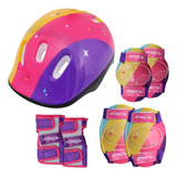 Kit Proteção Infantil Patins Skate Bicicleta Rollers Rosa