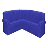 Kit Protetor Capa De Sofa De Canto 6 Lugares Elasticada Cor Royal Liso