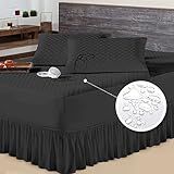Kit Protetor Casal Queen 2 Porta Travesseiro Impermeável Com Saia Box Preto