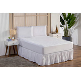 Kit Protetor Completo Casal King Cama Box Matelado 4 Peças Cor Branco