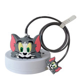 Kit Protetor De Cabo Usb E Capa Carregador Celular Tom Jerry