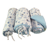 Kit Protetor Lateral De Berço Malha Algodão 3 Pçs Estampados