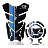 Kit Protetor Tanque Bocal Moto Honda Cg Titan 160 2018 Azul